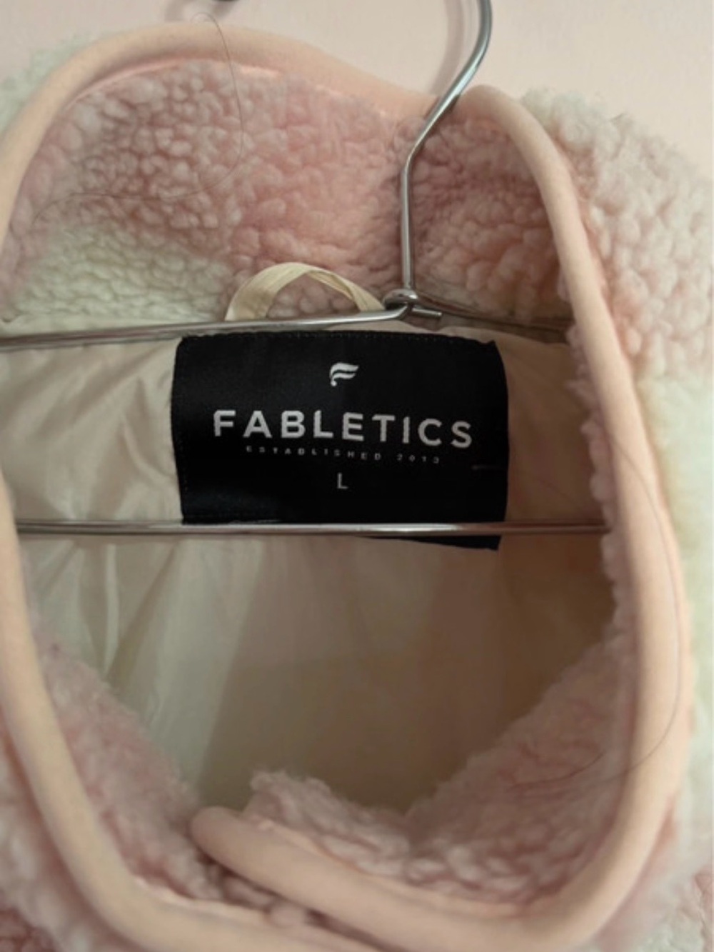 Fabletics Tahoe Teddy Jacket Women's Pink Gingham Plaid Sherpa Jacket Size Large - Picture 9 of 9